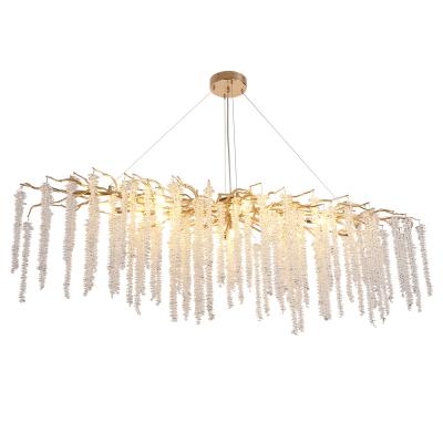 China MEEROSEE Gold Linear Icicles Post Modern Chandeliers Crystal Chandelier Tree Branch Raindrop Hanging Large Chandelier Lighting Fixture AK001 for sale