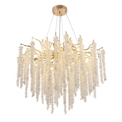 China MEEROSEE Crystal Raindrop Ceiling Chandelier Luxury Pendant Light Fixture Gold Tree Post Modern Branch Chandeliers AK001 for sale