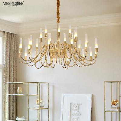 China Modern Meerosee Bamboo Chandeliers Light Gold Plated Chandelier k9 Crystal Chandelier Round Led Iron Pendants Lights MD86811 for sale