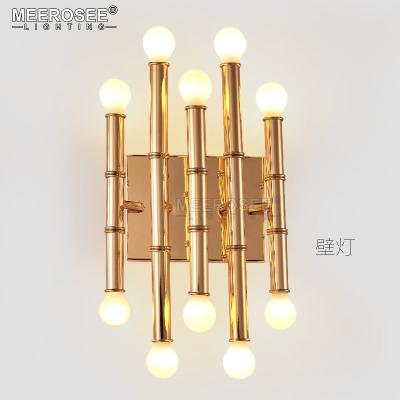 China Modern American Gold Iron Wall Light Style MEEROSEE Bamboo Chandelier Wall Lamp For Study Bedroom MD85286-L10 for sale