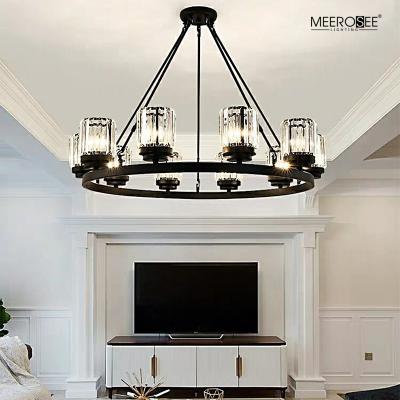 China Meerosee Modern Crystal Contemporary Chandeliers for Dining Room Rustic Pendant Light Fixture Hanging Round Kitchen Island MD86794 for sale