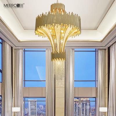 China Meerosee Modern Crystal Lamp in Luxury Hotel Hall Lobby Chandelier Modern Uplight Tall Glass Chandelier Lamp MD86802 for sale