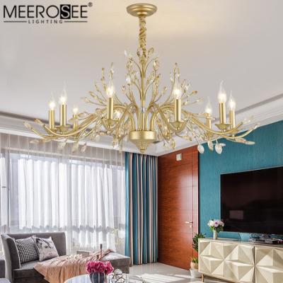 China MEEROSEE Hotel New Arrival Chandelier Copper Antique Brass Chandeliers Crystal Lighting Hanging Light Fixture for villa hotel MD81322 for sale