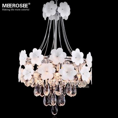 China MEEROSEE Beautiful Energy Saving Flower Crystal Chandelier Hanging Light Fixture Design Flora Pendant Lighting for Restaurant MD81726 for sale