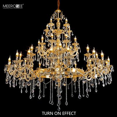 China Modern Meerosee Arm Gold Carving Chandeliers with Die Casting Flower Plate K9 Crystal High Quality Lighting Lamp MD86823 for sale