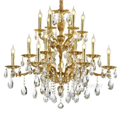 China MEEROSEE Traditional Copper Gold Chandelier K9 Crystal Brass Light Luxurious Brass Chandelier For Home Hotel Villa MD83092 for sale