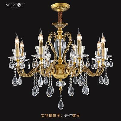 China MEEROSEE Traditional Crystal Chandelier Luxurious Copper Brass Chandelier Crystal Pendant Light MD92952 for sale