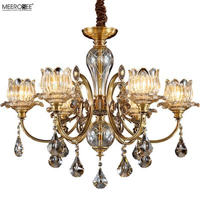 China Traditional MEEROSEE Gold Crystal Chandeliers Copper For Lighthouse Wedding Home Decoration Vintage Fancy Luminaria MD92950 for sale