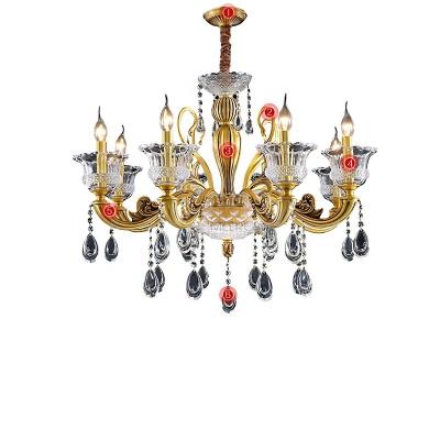 China MEEROSEE K9 Crystal Luxury Vintage Traditional Chandelier Copper Chandelier Pendant Lights Brass Chandeliers and Lamps MD92949 for sale