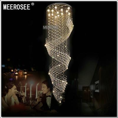 China Long Height Outdoor Mounted Crystal Chandelier Light Fixture for Lobby Staircase Chandelier Foyer Lmap Crystal Staircase Lighting MD2210 for sale