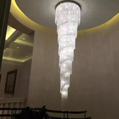 China MEEROSEE Modern Spiral Outdoor Mounted Crystal Chandelier Light Long Lamp for Hotel Stair Living Room Lighting Fixture MD85463 for sale