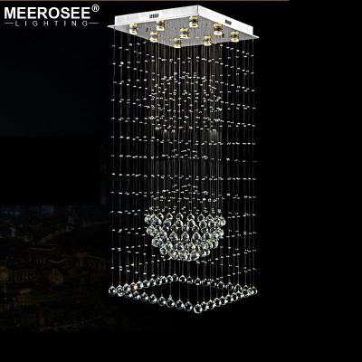 China MEEROSEE Square Crystal Ceiling Light Modern Bedroom Long Residential Classic Living Room Crystal Ceiling Lamp MD86161 for sale