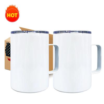 China Sustainable USA Warehouse 12 Oz Sublimation Cage Empty Mug With Straight Handle Travel Stainless Steel Double Walled Vacuum Insulated for sale