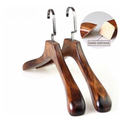 China Modern Manufacturer High Quality Solid Wood Coat Clothes Luxury Wooden Hangers For Suit for sale