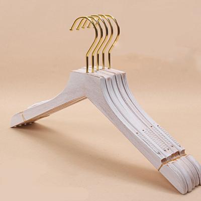 China Custom Printed Logo Golden Hook Bulk Cheap Durable Wooden Hangers From Yaoxiang Manufacturer for sale