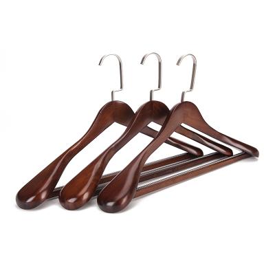 China China Gold Anti-Slip Custom Stainless White Natural Shoulder Hook Wooden Wood Clothes Suit Coat Had Hanger for sale