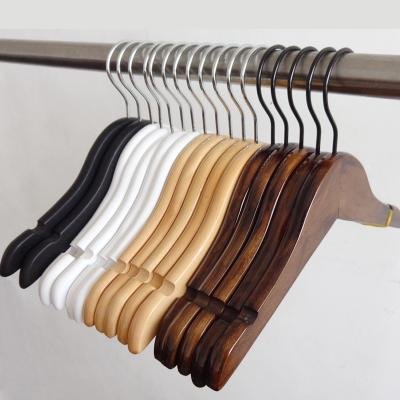 China Durable Solid Wood Wooden Frame Shoulder Suit Coat Hangers Safety Extra Wide Hanger for sale