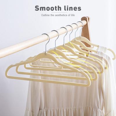 China Popular High Quality Anti-Slip Non-Slip Flocking Plastic Coat Hanger Velvet Clothing Hangers for sale