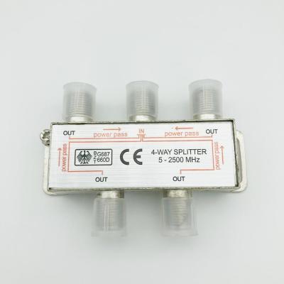 China audio & CATV Video Splitter 5-2500MHZ 4 Way Outdoor Female Splitter F Connector for sale