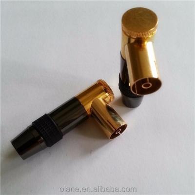 China Used For TV Jack TV PAL Connector 9.5mm All Matel Solderless Right Angle Type for sale