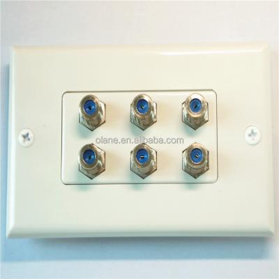 China PC 6* F Pure Plastic Coaxial Copper And Connector Wall Plate 3GHZ for sale