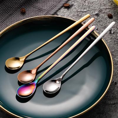 China Hot Viable Gift Custom Metal Long Handle Stainless Steel Coffee Stainless Steel Gold Gold Tea Brass Spoon for sale