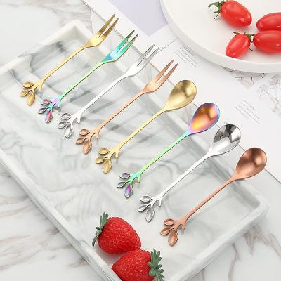 China Viable Hot Sale Mixing Spoon Fruit Fork Dessert Ice Cream Spoon Creative Coffee Knife Stainless Steel Sheet Spoon for sale