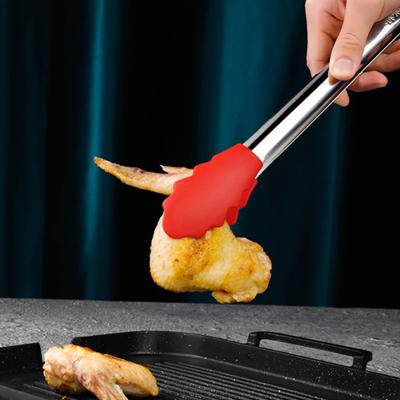 China Viable Hot Sale Heat Resistance BBQ Tong Multifunctional Salad Fruit Vegetable Kitchen Silicone Food Tongs for sale