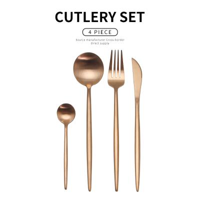 China High Quality Viable Gift Gold Spoon Fork Matte Knife Wedding 304 Stainless Steel Rose Gold Dinnerware Set for sale