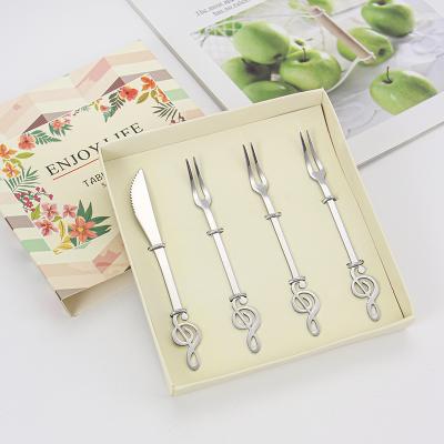 China Factory direct workable stainless steel fruit fork dessert knife fork set gold plated mooncake knife cake fork set for sale