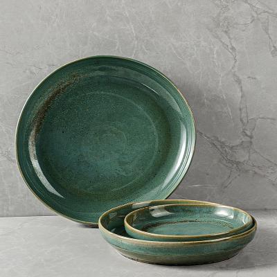 China Viable High Quality Stain Ceramic Dinner Set Ideal For Use Restaurant Hotel Country Club Porcelain Cheap Bulk Dinner Dishes Rustic for sale