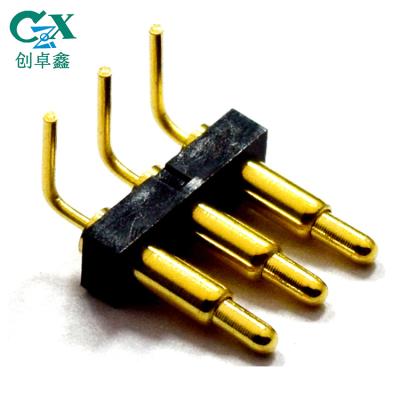 China PCB Brass Gold Plated Pitch 2.0mm 90 Degree Bend Pogo Pin Connector for sale