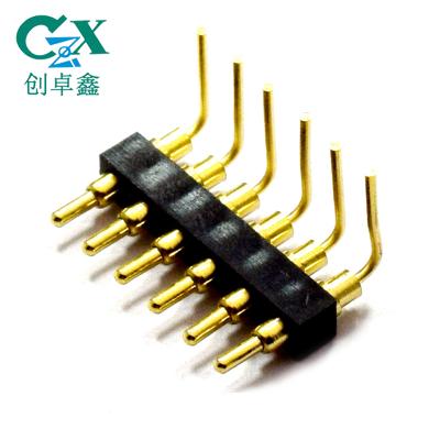 China PCB 6pin Pogo Pin Pogo Pin Connector Parried Right Angle Bent Spring Loaded Male Connector for sale