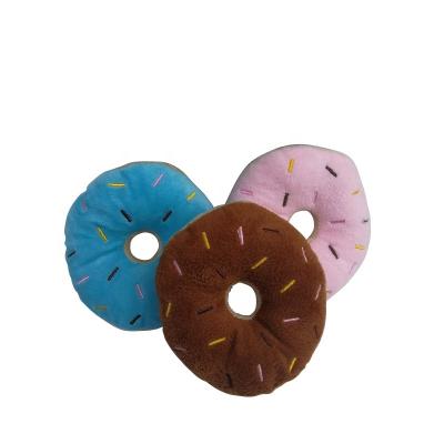 China Wholesale Environmentally Friendly Multi-Color Safe Simulation Canvas Durable Dog Donuts Stocked Squeaky Squeaky Toy for sale