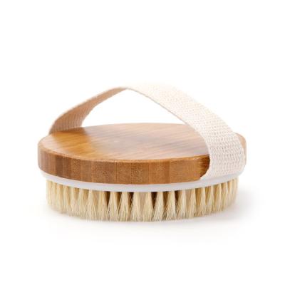 China All Natural Round Shape Wooden Handle Shower Bath Body Massage Brush For Baby And Adult for sale