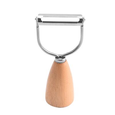 China Stainless Steel+Wood Stainless Steel Ultra Sharp Double Rotating Fruit And Vegetable Peeler With Wooden Handle for sale