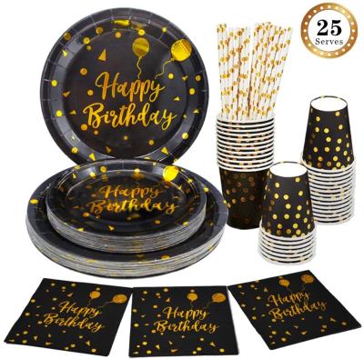 China 25 Serve Eco-Friendly Party Supplies Disposable Paper Tableware Sets For Party Supplies for sale