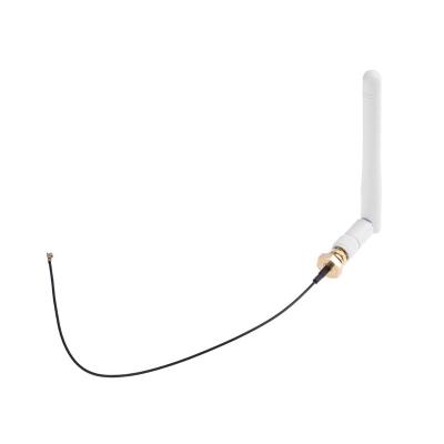 China 433mhz White Rubber Duck 2dBi Omni Signal 108mm Dual Band Antenna With Pigtail Cable WL-2458E108 for sale