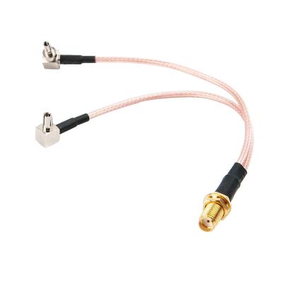 China RG316 or Customized Type SMA Female Y Jack TS9 and CRC9 to Male 2 Plug Splitter Combiner RG316 Pigtail Cable for sale