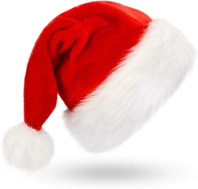 China Character Holiday Party Supplies Unisex Extra Thicken Classic Fur Velvet Comfort Santa Hat Kids Diy Christmas Hats for sale