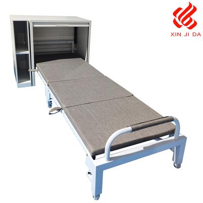 China Commercial Steel Folding Single Rest Caster Bed With Mattress And Tambour Door For Office/School/Home/Hospital for sale