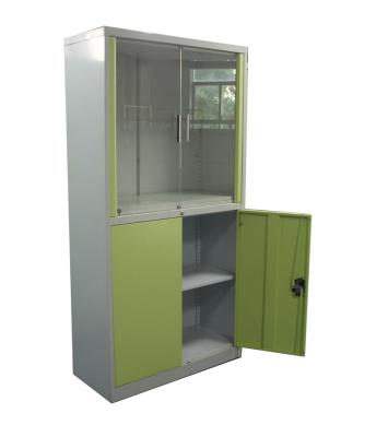 China Guangzhou Contemporary Metal Furniture Glass Door Cabinet Steel Locker Office Storage Cabinet for sale