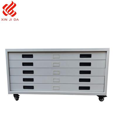 China Locking 3 Layer 5 Drawer Stackable Metal Plan Map Drawing Flat Storage Cabinet For A0/A1 With Wheels for sale