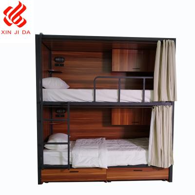 China Guangzhou supplier contemporary high quality youth hotel apartment bunk bed/triple bunk bed with power system for sale