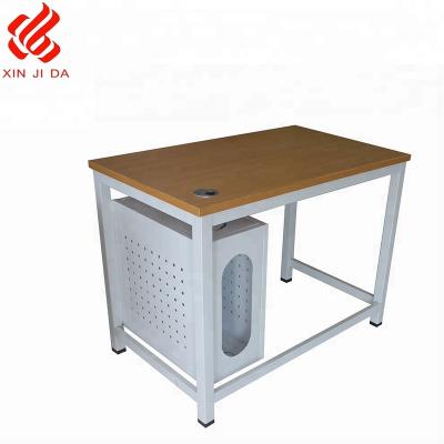 China Contemporary High Quality White / Black Metal Office Desk / Steel Table With Keyboard And CPU Holder for sale