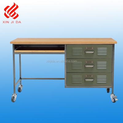 China High qualitymoveable commercial furniture metal desk with three drawers for workshop for sale