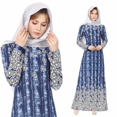 China New Print Dubai Kaftan Style Dress Daily Casual Formal Moroccan Muslim Dress Islamic Clothing for sale