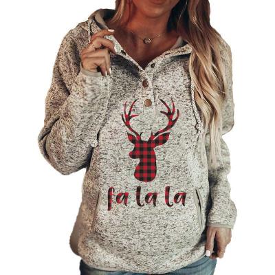 China European and American women's coat Christmas style printed hooded sweater autumn and winter Anti-wrinkle for sale