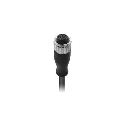 China Industrial Instrumentation PVC Unshielded Molded Cable 2m M12 17pin Female A Code Oil Resistant Connector, Free End for sale