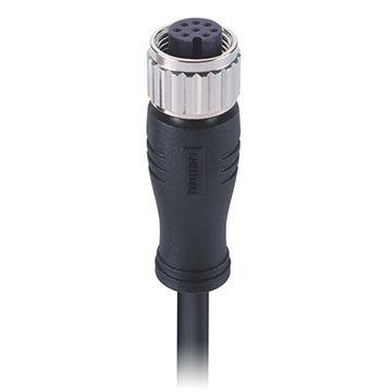 China Industrial Automation And Process Control M12 Connector Female 8 Pole A-coding EMI Shielded Straight Molded Cable Connector CNC Screw for sale